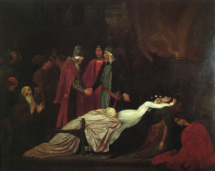 Lord Frederic Leighton The Reconciliation of the Montagues and Capulets over the Dead Bodies of Romeo and Juliet Germany oil painting art